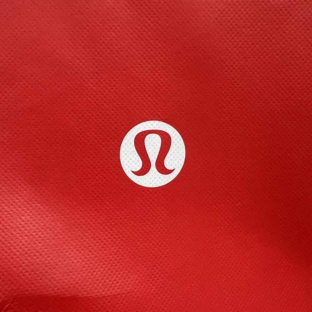 Lululemon Red White Logo Large Eco Reusable Snap Tote Bag Gym Shopping Gift